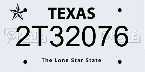 2T32076 Texas License Plate