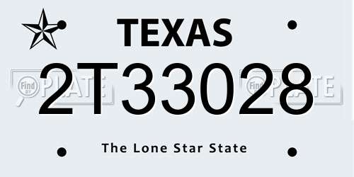 2T33028 Texas License Plate
