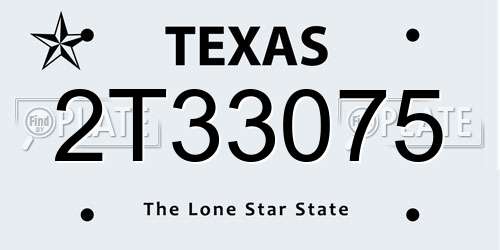 2T33075 Texas License Plate