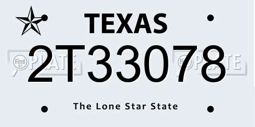 2T33078 Texas License Plate