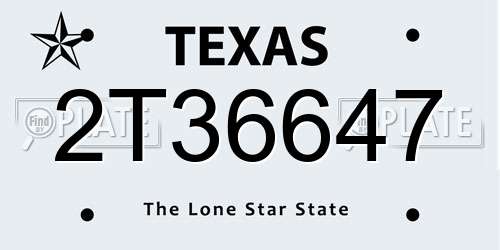 2T36647 Texas License Plate