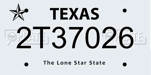 2T37026 Texas License Plate