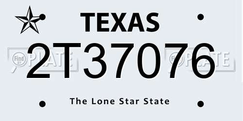 2T37076 Texas License Plate