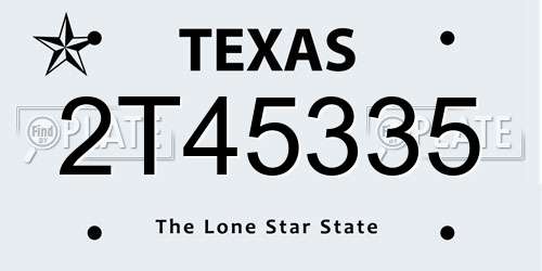 2T45335 Texas License Plate