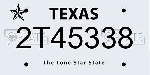 2T45338 Texas License Plate