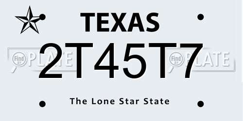 2T45T7 Texas License Plate