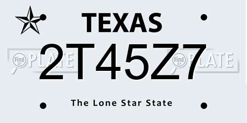 2T45Z7 Texas License Plate