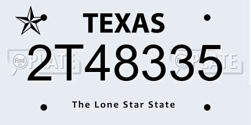 2T48335 Texas License Plate
