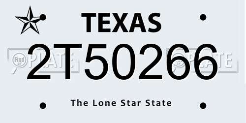 2T50266 Texas License Plate