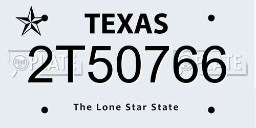 2T50766 Texas License Plate