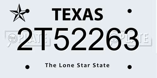 2T52263 Texas License Plate