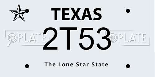 2T53 Texas License Plate