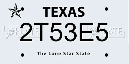 2T53E5 Texas License Plate