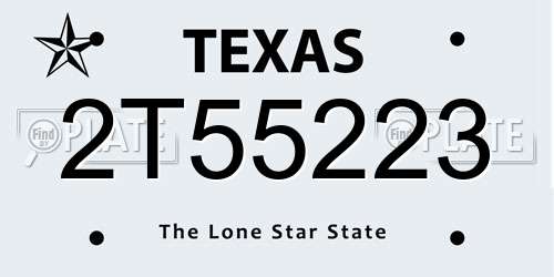 2T55223 Texas License Plate