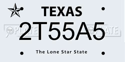 2T55A5 Texas License Plate
