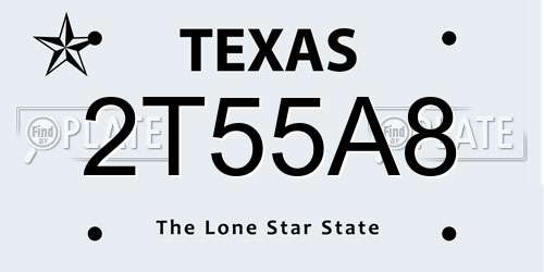 2T55A8 Texas License Plate