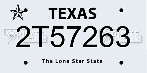 2T57263 Texas License Plate