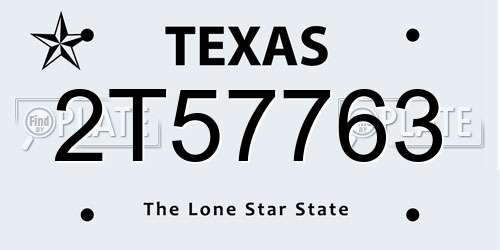 2T57763 Texas License Plate