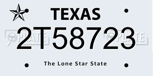 2T58723 Texas License Plate