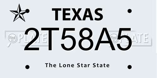 2T58A5 Texas License Plate