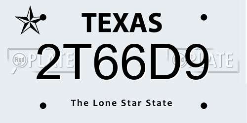 2T66D9 Texas License Plate