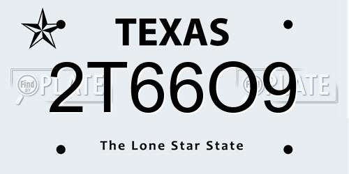 2T66O9 Texas License Plate