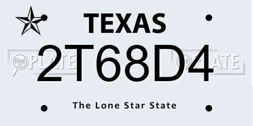 2T68D4 Texas License Plate