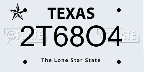 2T68O4 Texas License Plate