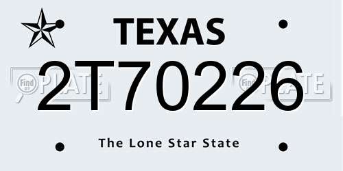 2T70226 Texas License Plate