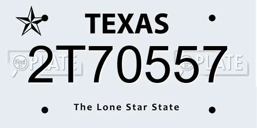2T70557 Texas License Plate