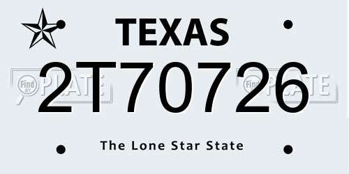 2T70726 Texas License Plate