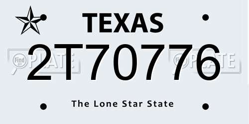 2T70776 Texas License Plate