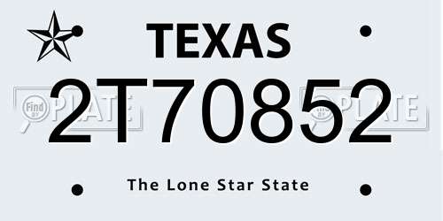 2T70852 Texas License Plate