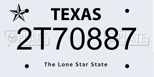 2T70887 Texas License Plate