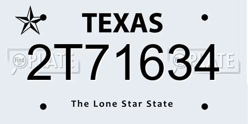 2T71634 Texas License Plate