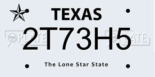 2T73H5 Texas License Plate