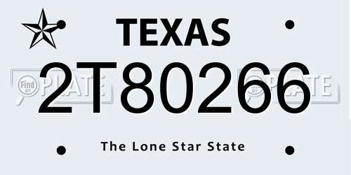 2T80266 Texas License Plate