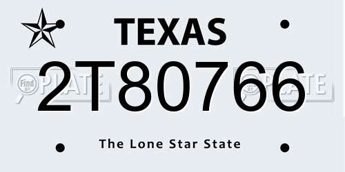 2T80766 Texas License Plate