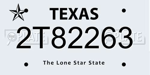 2T82263 Texas License Plate
