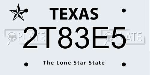 2T83E5 Texas License Plate