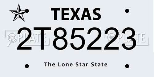 2T85223 Texas License Plate