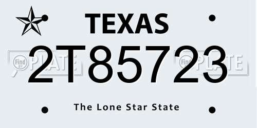2T85723 Texas License Plate