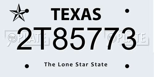 2T85773 Texas License Plate