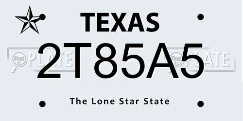 2T85A5 Texas License Plate