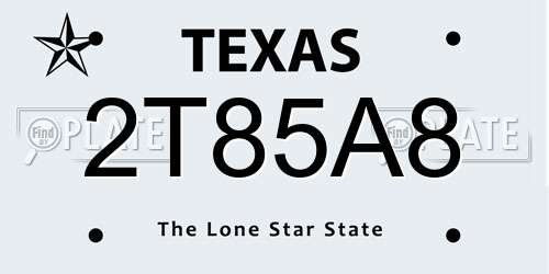 2T85A8 Texas License Plate