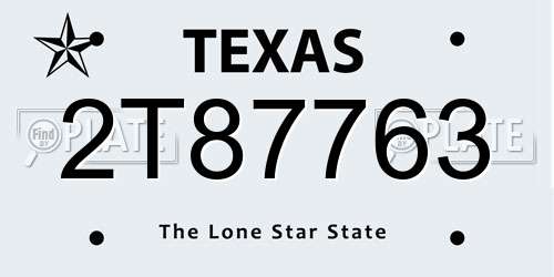 2T87763 Texas License Plate
