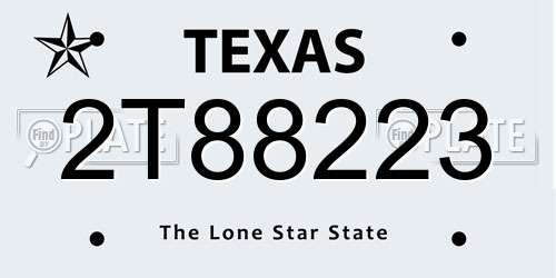 2T88223 Texas License Plate
