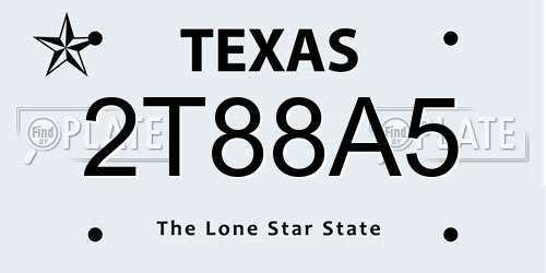 2T88A5 Texas License Plate