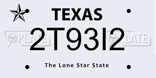 2T93I2 Texas License Plate