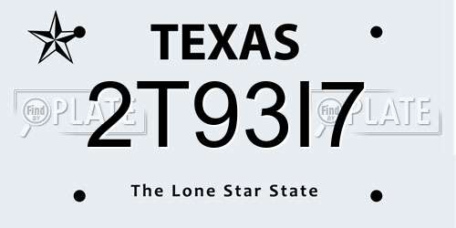 2T93I7 Texas License Plate